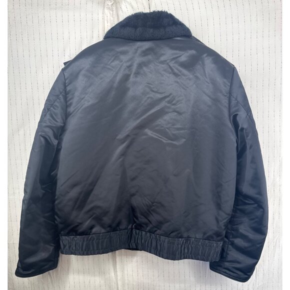 Vintage Tuffy Jac Mens Bomber Jacket Sz M Black Nylon Police Fire Flight FullZip - Picture 2 of 13